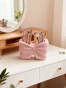 1pc Cute Bow-Shaped Pen Holder - Desktop Makeup Brush And Office Supply Organizer, Elegant Makeup Brush Storage, Suitable For Girls, Students And Women, Creative Decor Design For Holiday, Beach, Bathroom, Bedroom, Large Capacity - Multicolor - View 9
