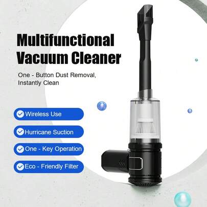 RAF 1 Set Of Wireless Handheld Vacuum Cleaner With Long Brush, Portable And Powerful Suction, Mini Vacuum Cleaner Suitable For Cleaning Cars, Offices, Rooms And Shelves.