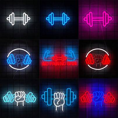Señal de neón "No hay dolor, no hay ganancia" para decoración de pared de gimnasio, señal LED, luces de neón para dormitorio, letrero luminoso motivacional LED para sala de fitness en casa, garaje, entrenamiento, cueva de hombre, barra de levantamiento de pesas, luz de neón alimentada por USB de fácil instalación