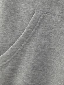 Krometka 男士抓绒连帽衫，英文元素宽松袋鼠口袋卫衣，引领时尚，秋冬款 - 灰色 - 查看 8