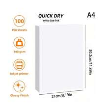 100/20pcs High Glossy Waterproof Photo Paper, Suitable For All Inkjet Printers, For Calendar And Birthday Picture Banner, Photo Printing- Standard Size A4 Photo Paper 5*6*7 Inches Inkjet Photo Paper Back To School - White - View 12