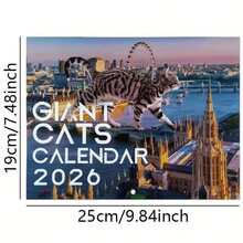 1 Stück Kalender 2026 - Halloween, Weihnachten & Neujahr Geschenk, Monatskalender für die Wand mit lebendiger London Skyline & Big Ben Design, strapazierfähiges Papier, Englische Sprache, perfekt für Heim- oder Bürodekoration, Kalender Dekorationen