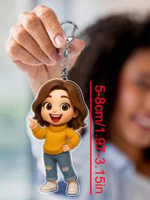 Customized Photo To Cartoon Acrylic Keychain, Family Portrait Keychain, Pet Photo Keychain, Couple Photo Keychain, Unique Consolation Gift, Father's Day Gift, 3D Animated Character Keychain - C-d Cartoon Keychain B - View 11