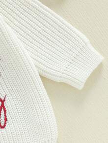 Suéteres de San Valentín para bebé, camisetas de manga larga con cuello redondo y letras bordadas, sudaderas para niños pequeños - Blanco - Ver 6