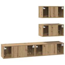 vidaXL TV-Schrank-Set Wandmontiert 4 Stücke Artisan-Eiche Holzwerkstoff - Gelb - Übersicht 9