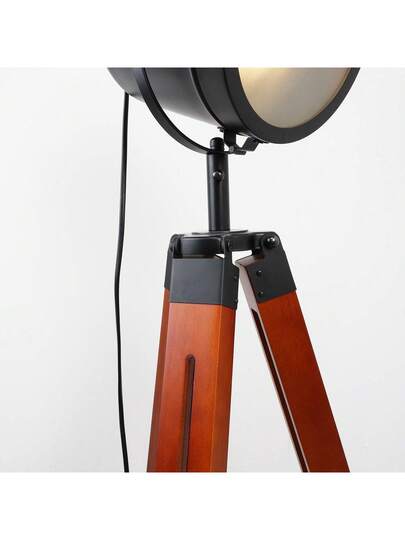 Alpinaluz Cinema Tripod Vloer Lamp, Natural Wood, Adjustable Focus Height, Vintage E27, Living Room Bedroom view 11