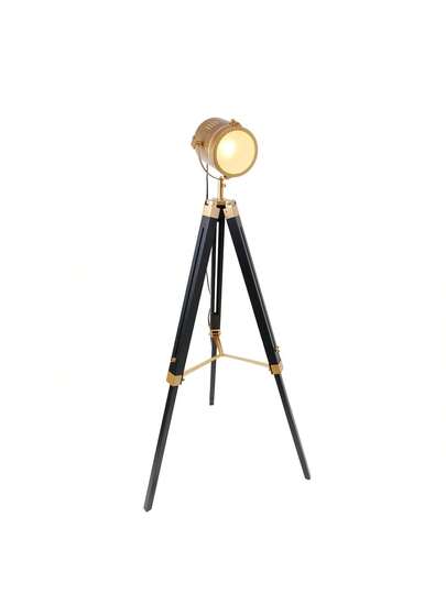 Alpinaluz Cinema Tripod Vloer Lamp Natural Wood Adjustable Height Vintage view 2