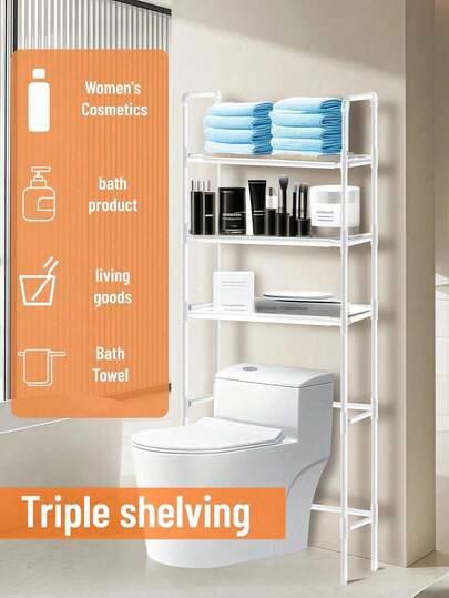 Space-Saving Bathroom Shelf Over Toilet/Washing Machine, Sturdy Multi-Layer Storage Rack For Toiletries, Towels, Laundry Supplies