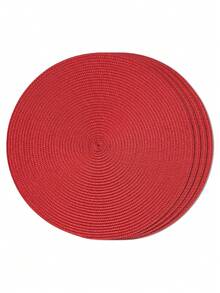 1pc/4pcs/6pcs 15-Inch Round Woven PP Placemats, Washable Non-Slip Dining Table Mats, High-Quality Woven Home Decor Tableware Coasters, Suitable For Dining Room, Kitchen, Farmhouse Style, Christmas & New Year Party Decoration