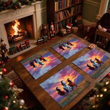 1 set/1 pezzo/4 pezzi/6 pezzi/100 pezzi Sottopiatti con stampa di cavalli, sottopiatti termoisolanti, adatti per decorazione domestica, pranzi festivi, cucina e decorazione per feste, sottopiatti per feste, possono essere regalati - Multicolore - Visualizzare 2