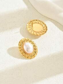 1 Pair Retro Elegant Water Drop Faux Pearl Fashion Personalized Women's Versatile Dating Earrings