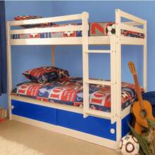 3ft Single Wooden Storage Bunk With Sliding Doors In Blue, Grey And Pink - Blue - View 1