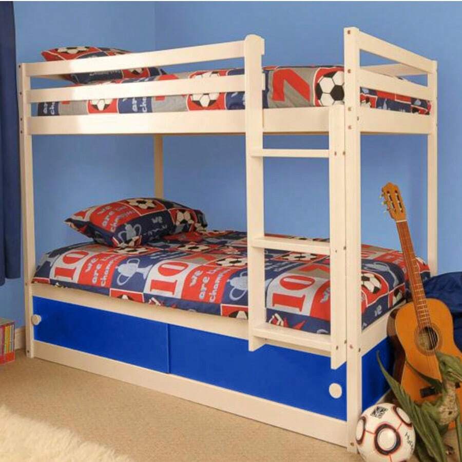 3ft Single Wooden Storage Bunk With Sliding Doors In Blue, Grey And Pink - Blue - View 1