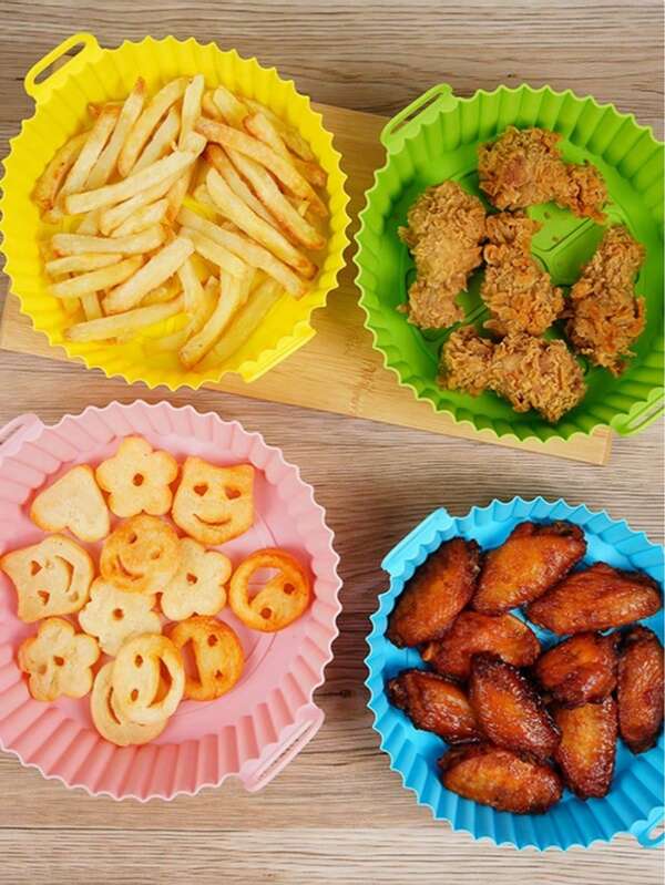 1 pieza Tapete de silicona para freidora de aire, de silicona E, resistente al calor, resistente a los arañazos, fácil de limpiar, apto para freidora de aire, horno, microondas, puede hornear papas fritas, asar pollo, pizza, alitas de pollo, práctica alfombrilla de silicona multifunción para el hogar, bandeja y tapete de silicona reutilizable para hornear, tapete redondo para freidora de aire - antiadherente, resistente al calor hasta 450°F/232°C, fácil de limpiar, compatible con freidora de aire, horno y vaporera - Navidad, Día de San Valentín