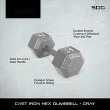 Barbell 30lb Cast Iron Hex Dumbbell, Single - 30 pound - Xem 4