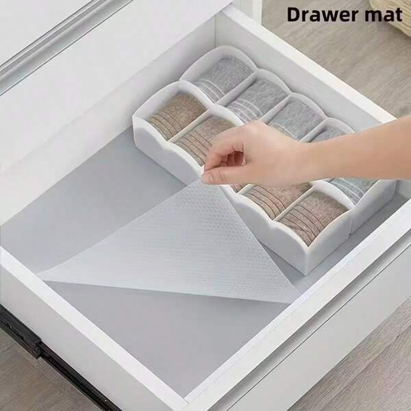 1 Roll White Washable Non-Slip Oil-Proof Drawer Liner - EVA Material, Suitable For Cabinets, Drawers, Shoe Racks, Shelves Lining, Refrigerator Mats, Shelves With Striped Design Kitchen Drawer Rolls, Transparent Refrigerator Mats, Non-Slip Kitchen Mats, Kitchen Storage Boxes, Refrigerator Liners, Kitchen Accessories, Refrigerator Accessories, Refrigerator Paper, Refrigerator Liners, Shelf Liner Rolls, Drawer Liner Rolls, Home Kitchen Supplies, Kitchen Cabinet Drawer Liners