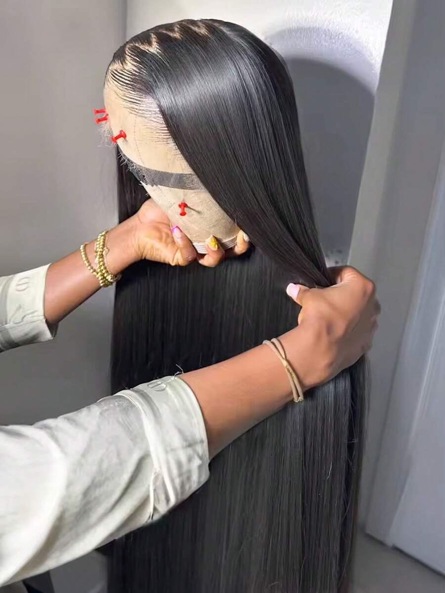Uveous 40 Inch 200% Density 13x4 Transparent Bone Straight 30 40 Inches Lace Front Human Hair Wigs Brazilian Frontal Wigs For Women - Natural Black - Xem 1