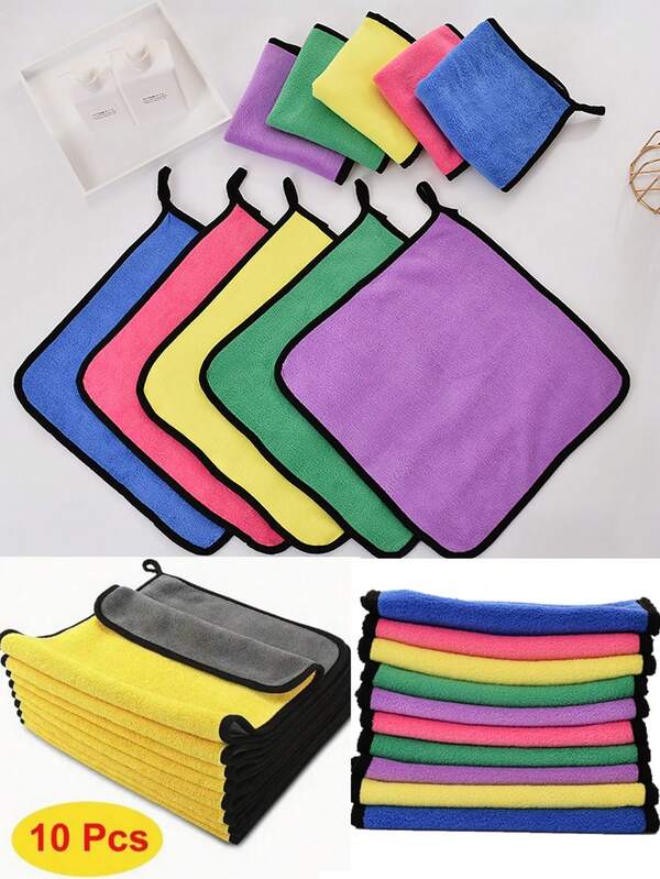 3 pezzi/5 pezzi/10 pezzi Set di asciugamani in microfibra antibatterica, con pile di corallo a doppia faccia per un uso versatile in cucina e in auto. Super assorbenti e rinforzati, questi asciugamani sono ideali per la cura dell'auto, la pulizia della cucina, un asciugamano in microfibra premium per asciugare