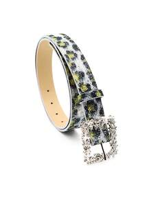 1pc Women's Crystal Embellished Buckle Shiny Sequin PU Leather Belt, Elegant And Casual For Dress And Outfit Pairing Valentines Summer, School Fall, Autumn, Halloween - Multicolor - View 12