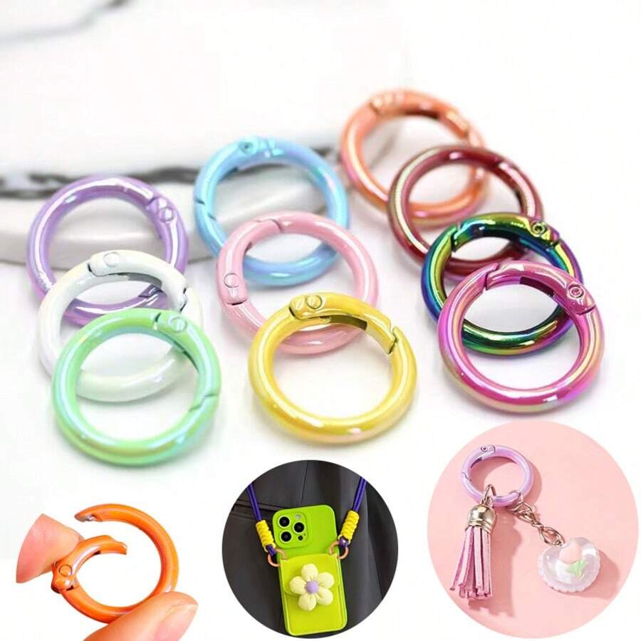 5pcs Colorful 25mm Spring Keychain In Colors - Perfect For DIY Crafts, Bag Charms & More