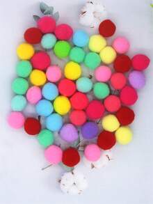 40/100 piezas Bolas de felpa de poliéster de alta elasticidad de colores, colores aleatorios DIY - Multicolor - Ver 4
