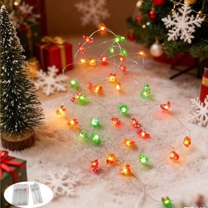 1 Pc 2 M 20 LED Christmas Decorations Indoor Lights For Xmas Tree Party Festive Holiday Christmas Gifts Cute Room Decor Use (Battery Powered - Battery Not Included)
