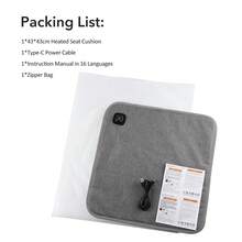 Hailicare 17X17 Inch Heated Cushion 3-Level Temp USB-Powered Waterproof Washable Winter Essential Gift For Friends