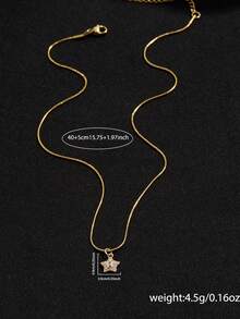 Nooxian 1pc Women's Stainless Steel Star Cubic Zirconia Pendant Necklace (No Gift Box)