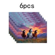 1 set/1 pezzo/4 pezzi/6 pezzi/100 pezzi Sottopiatti con stampa di cavalli, sottopiatti termoisolanti, adatti per decorazione domestica, pranzi festivi, cucina e decorazione per feste, sottopiatti per feste, possono essere regalati - Multicolore - Visualizzare 12
