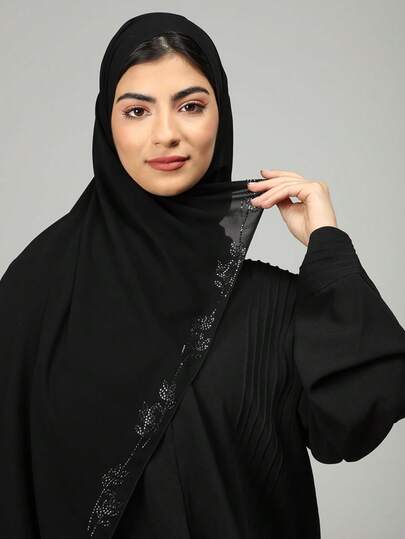 1pc Women's Plain Chiffon Soft Headscarf, Casual Arabic Style Long Scarf, Conservative Solid Color Head Wrap, Suitable For Daily Use