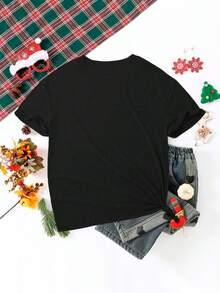 Playera navideña con copas de vino brillantes | Divertida, elegante y festiva para celebrar en Navidad - Negro - Ver 2