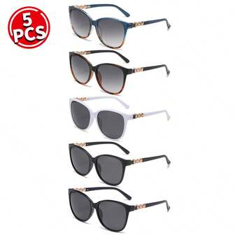 5 Pairs Of Women's Fashionable Glasses, Multi-Color/Classic Large Frame/Versatile/Suitable For Multi Face Glasses, Whether For Daily Travel, Shopping Or Vacation, Are A Good Choice To Enhance Fashion Sense.