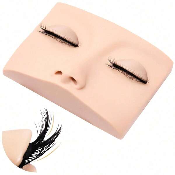 Double Layer Lash Mannequin Head - Realistic Soft-Touch Rubber Head With 2 Layers Replaced Eyelids - Training Makeup Head(1 Pair Removable Eyelids)