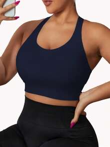 Women's Yoga Seamless Shock-Absorbing Sports Bra Wire-Free Fitness Top Backless Design Cross-OverTop Comfortable And Breathable Padded Sports Vest