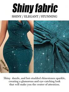 RNU Đầm ôm sát dáng đuôi cá thanh lịch dành cho nữ cỡ lớn, chất liệu dệt kim bóng mượt, co giãn cao, cổ bèo nhún, thắt nơ xoắn, đa năng cho các buổi hòa nhạc, tiệc tùng và những buổi tối đi chơi. - Màu xanh lá cây đậm - Xem 5