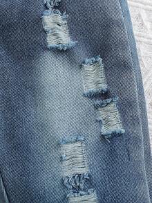 2pcs Baby Boy Casual Cute Comfortable Bear Embroidery & Letter Print Long Sleeve Sweatshirt And Denim Pants Set, Autumn/Winter - Multicolor - View 7