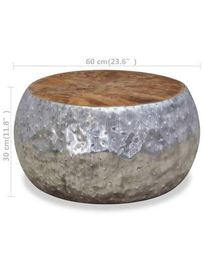 VidaXL Coffee Tafel 60x60x30 Cm Aluminum Teak Wood view 2