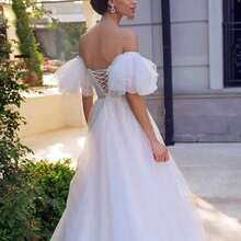 1 对新娘薄纱袖袖，伴娘晚礼服配饰 - 彩色 - 查看 2