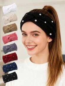 1/2/3PCS Winter Faux Pearls Headbands For Women Cold Weather - Knit Wide Women Ear Warmer Headband Thick Earmuffs For Women & Girls - Gifts & Stocking Stuffers Hair Accessories Workout Hair Bands Yoga Sweatband Autumn Winter Head Scarf Fall Head Band For Vacation Outfits Woman Women Bandana Soft Headwrap - Multicolor - View 2
