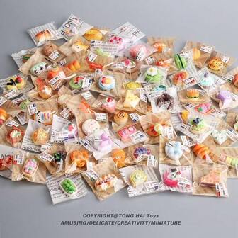 10/30/50个迷你蛋糕、甜点、面包、零食，独立包装，微型，逼真食品模型。