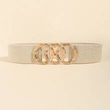 1 件时尚 3 环宽弹性腰带，百搭连衣裙/衬衫配饰 - 珠光米色 - 查看 8
