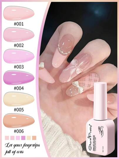 1 Pc Glass Bottle Soak-Off Gel Polish 6 Pink Colors Series For Choose For Nail Decoration In Nail Salons 12 Ml / Bottle