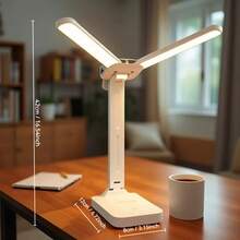 1 pieza Lámpara de escritorio LED ajustable, luz de lectura plegable de doble cabezal con control táctil, recargable por USB, para estudio y oficina - Lámpara de escritorio plegable de doble cabezal - Ver 9
