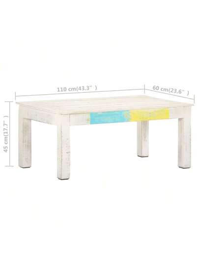 VidaXL Coffee Tafel 110x60x45 Cm Solid Mango Wood Wit view 2