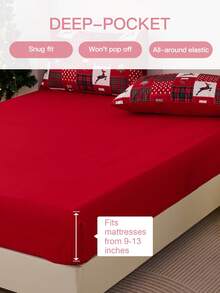 Juego de sábanas de 3/4 piezas con estampado de renos y calcetines navideños a cuadros, con una sensación suave como una nube, resistente a las arrugas y al encogimiento, que incluye 1 sábana plana + 1 sábana ajustable + 1/2 fundas de almohada, sábana de bolsillo profundo, para camas de todos los tamaños, certificado Oeko-Tex