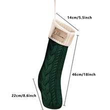 Christmas Cable Knit Stockings Contrast Color Large Size Personalized Stocking Hanging Decoration For Family Holiday Tree - Dark Green - View 2