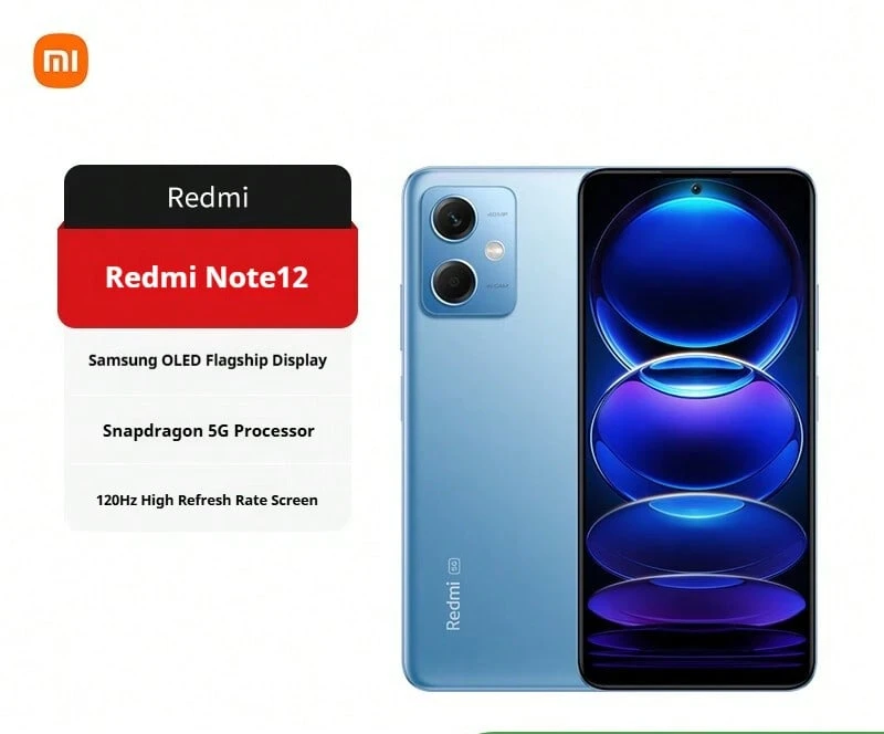 Xiaomi Redmi Note12 Nuevo Smartphone 5G, Snapdragon 4 de 1ª generación, control remoto infrarrojo, gran capacidad de batería de 5000mAh de larga duración, alta relación calidad-precio por debajo de 1000 yuanes - Azul - Ver 1