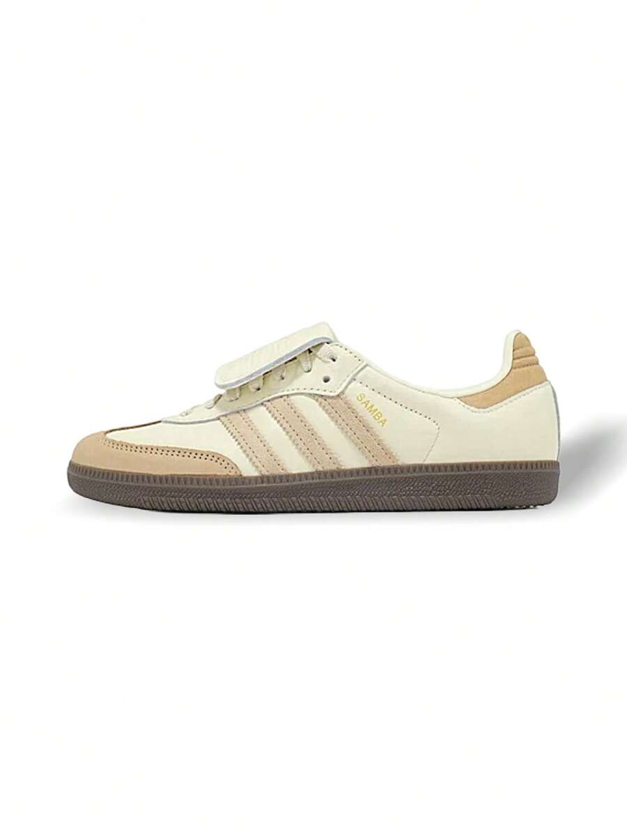 Adidas Samba 女士休闲鞋 轻便缓震透气舒适厚底 Logo 亲肤多功能麂皮日常健身通勤下班休闲旅行约会 黑色 JH5706 - 杏色 - 查看 1
