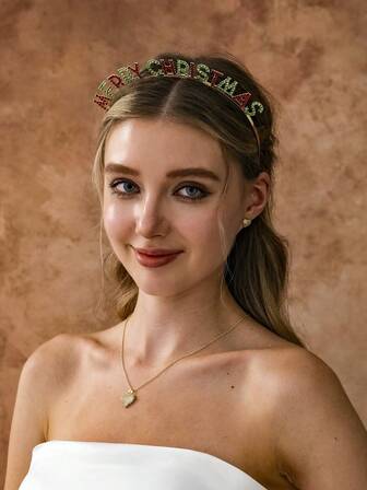 1/3/6 件女士水钻字母头带，派对、节日、表演发饰、圣诞装饰