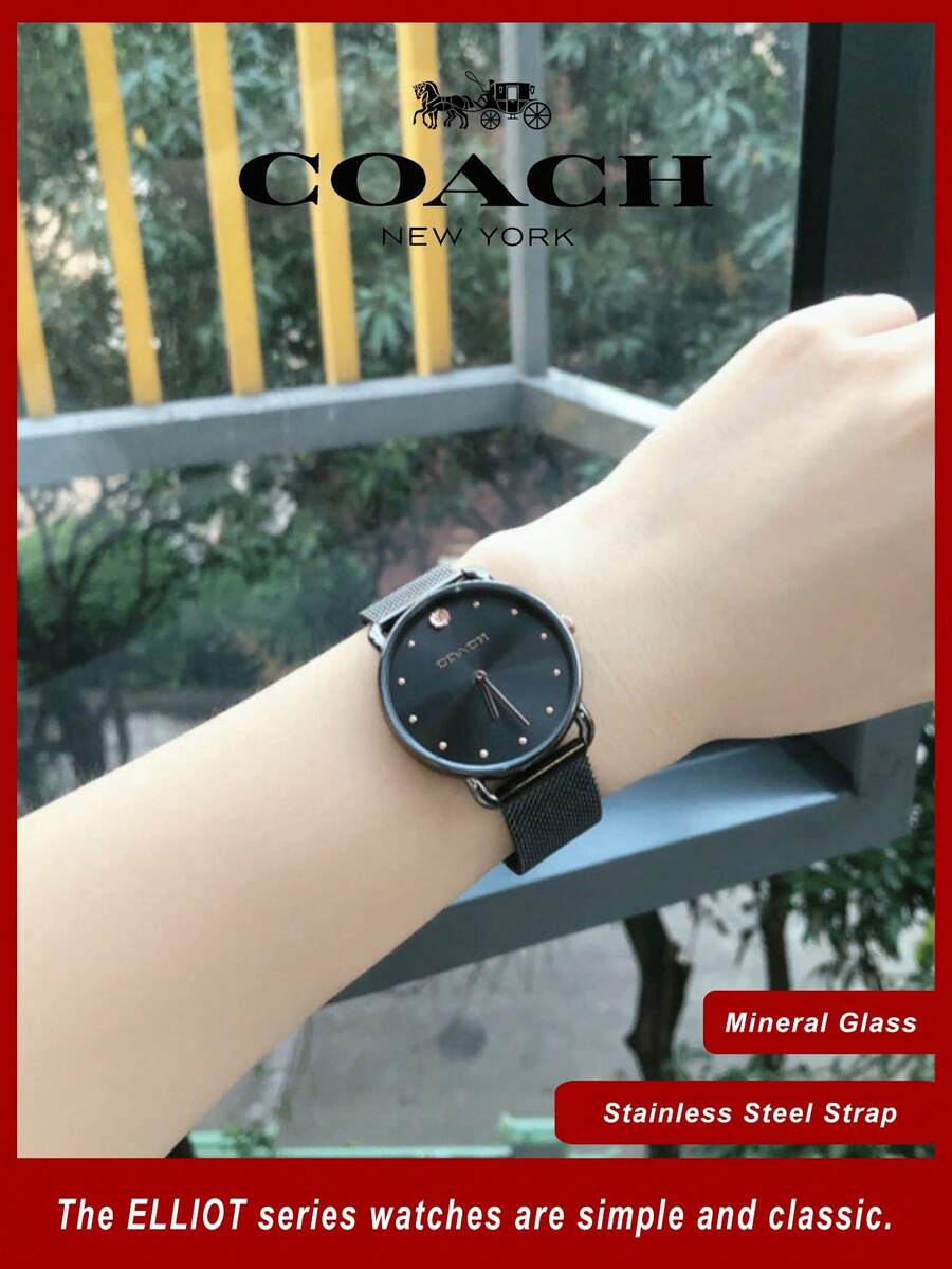 Coach Elliot Gray Mesh Bracelet Gray Dial Quartz Watch For Ladies - Black - View 1